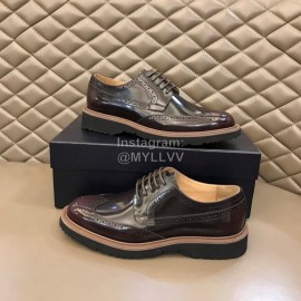 Prada Black Carved Leather Lace Up Shoes For Men