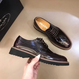 Prada Black Carved Leather Lace Up Shoes For Men