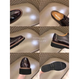 Prada Black Carved Leather Lace Up Shoes For Men