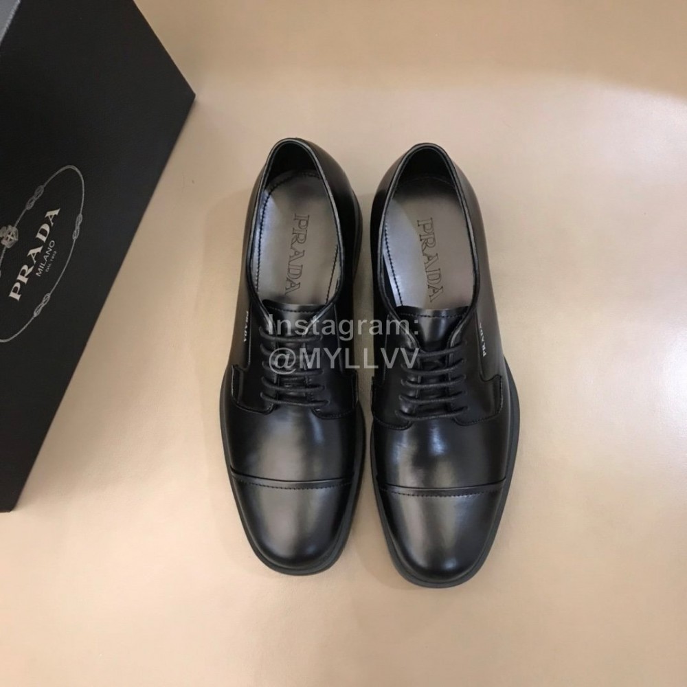 Prada Black Calf Leather Lace Up Shoes For Men 