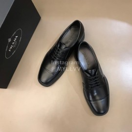 Prada Black Calf Leather Lace Up Shoes For Men 