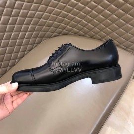 Prada Black Calf Leather Lace Up Shoes For Men 