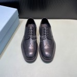 Prada Black Carved Calf Leather Lace Up Shoes For Men