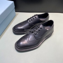Prada Black Carved Calf Leather Lace Up Shoes For Men