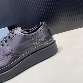 Prada Black Carved Calf Leather Lace Up Shoes For Men