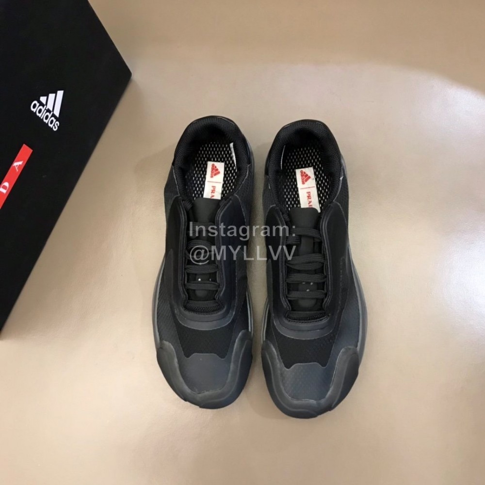 Prada Adidas Co Branded Casual Suede Sneakers For Men Black