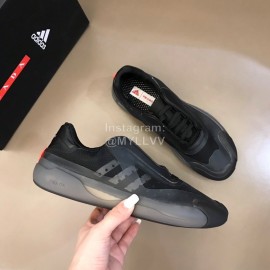 Prada Adidas Co Branded Casual Suede Sneakers For Men Black