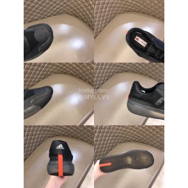 Prada Adidas Co Branded Casual Suede Sneakers For Men Black