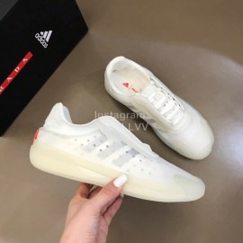 Prada Adidas Co Branded Casual Suede Sneakers For Men White