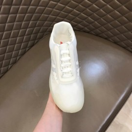 Prada Adidas Co Branded Casual Suede Sneakers For Men White