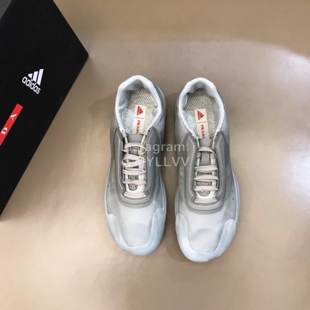 Prada Adidas Co Branded Casual Suede Sneakers For Men Gray