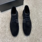 Prada Velvet Cowhide Short Boots For Men Black