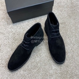 Prada Velvet Cowhide Short Boots For Men Black