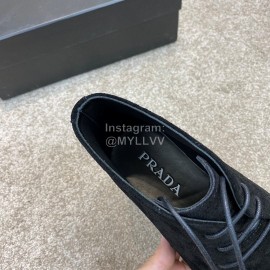 Prada Velvet Cowhide Short Boots For Men Black