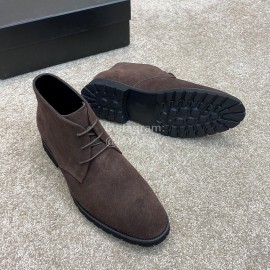 Prada Velvet Cowhide Short Boots For Men Coffee