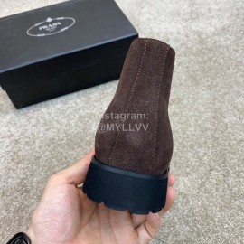 Prada Velvet Cowhide Short Boots For Men Coffee