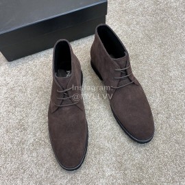 Prada Velvet Cowhide Short Boots For Men Coffee