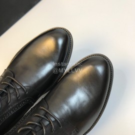 Prada Calf Leather Lace Up Short Boots For Men Black