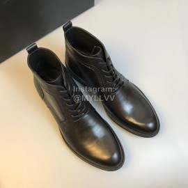 Prada Calf Leather Lace Up Short Boots For Men Black