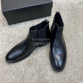 Prada Cowhide Elastic Cloth Short Boots For Men Black