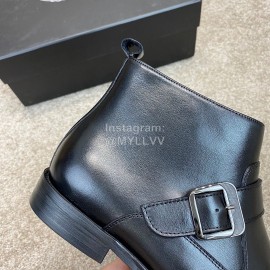 Prada Calf Leather Zipper Short Boots For Men Black