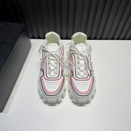 Prada Cowhide Nylon Thick Soled Sneakers For Men And Women White
