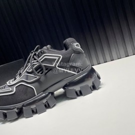 Prada Cowhide Nylon Thick Soled Sneakers For Men And Women Black