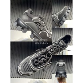 Prada Cowhide Nylon Thick Soled Sneakers For Men And Women Black