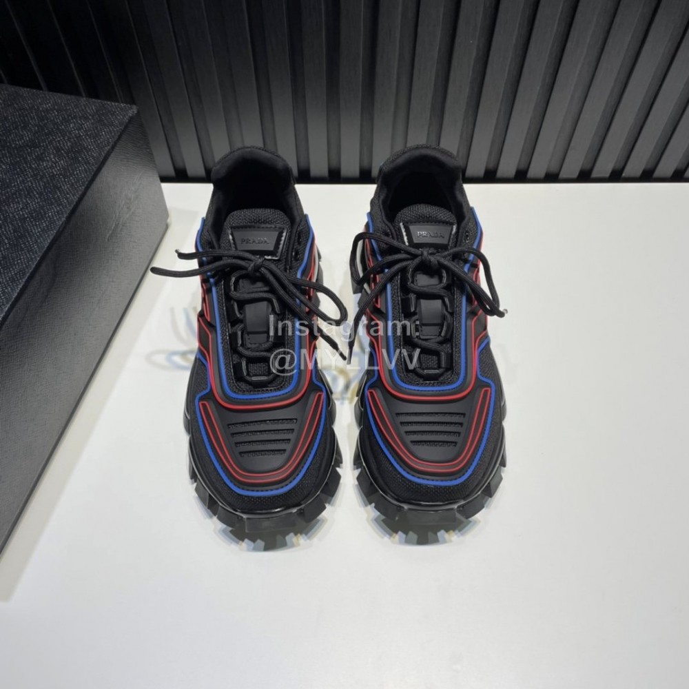 Prada Cowhide Nylon Thick Soled Sneakers For Men And Women