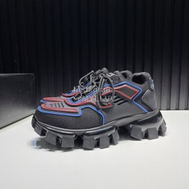Prada Cowhide Nylon Thick Soled Sneakers For Men And Women