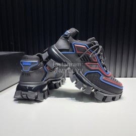 Prada Cowhide Nylon Thick Soled Sneakers For Men And Women