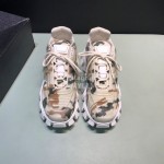 Prada Cowhide Nylon Thick Soled Sneakers For Men And Women Beige