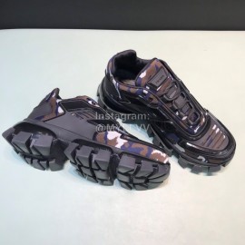 Prada Cowhide Nylon Thick Soled Sneakers For Men And Women Coffee