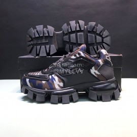 Prada Cowhide Nylon Thick Soled Sneakers For Men And Women Coffee
