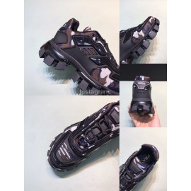 Prada Cowhide Nylon Thick Soled Sneakers For Men And Women Coffee