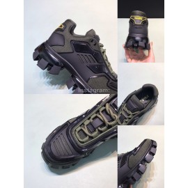 Prada Cowhide Nylon Thick Soled Sneakers For Men And Women Green