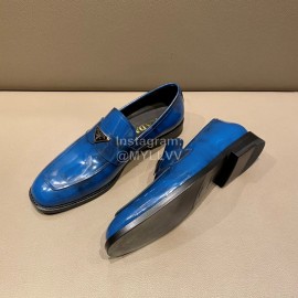 Prada Saffiano Leather Casual Loafers For Men Blue