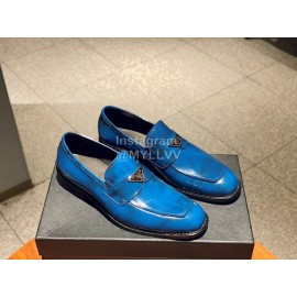 Prada Saffiano Leather Casual Loafers For Men Blue