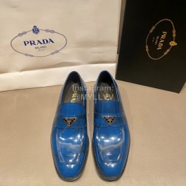 Prada Saffiano Leather Casual Loafers For Men Blue