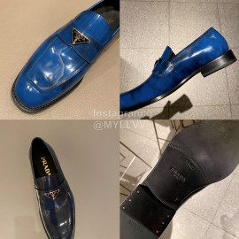 Prada Saffiano Leather Casual Loafers For Men Blue