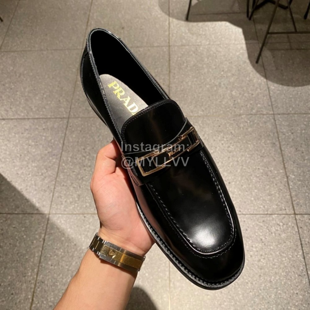 Prada Saffiano Leather Casual Loafers For Men Black