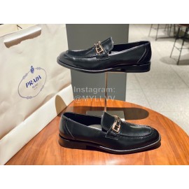 Prada Saffiano Leather Casual Loafers For Men Black