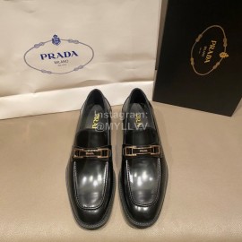 Prada Saffiano Leather Casual Loafers For Men Black