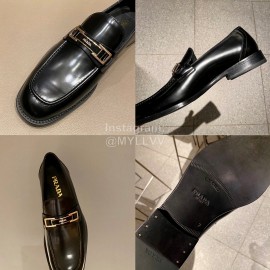 Prada Saffiano Leather Casual Loafers For Men Black