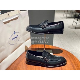 Prada Black Saffiano Leather Casual Loafers For Men