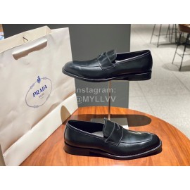 Prada Saffiano Leather Casual Loafers Black For Men