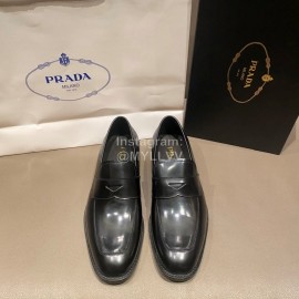 Prada Saffiano Leather Casual Loafers Black For Men