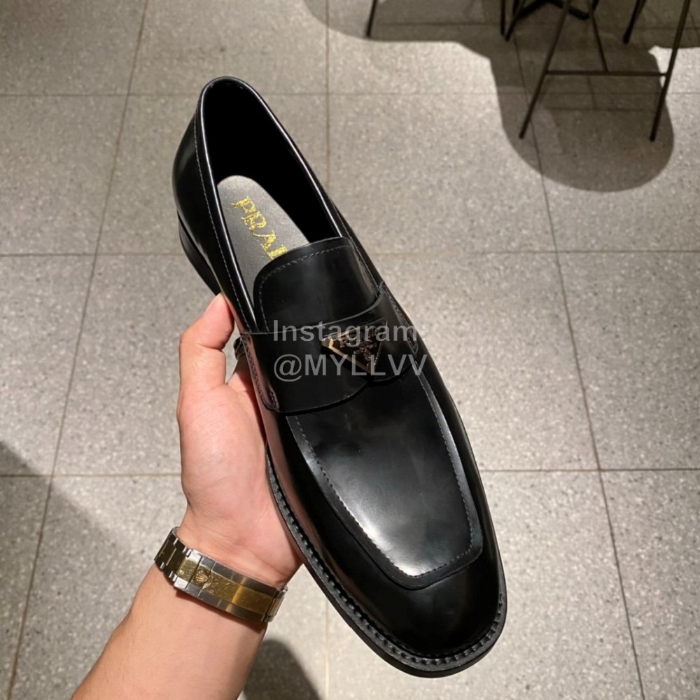 Prada Saffiano Leather Casual Business Loafers For Men Black
