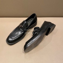 Prada Saffiano Leather Casual Business Loafers For Men Black