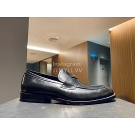 Prada Saffiano Leather Casual Business Loafers For Men Black